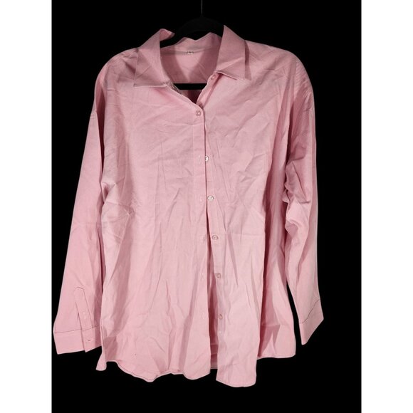NWOT Hot Eve Button Up Womens Shirt Pink Cotton Careercore Jobcore Essential  L - Picture 1 of 2